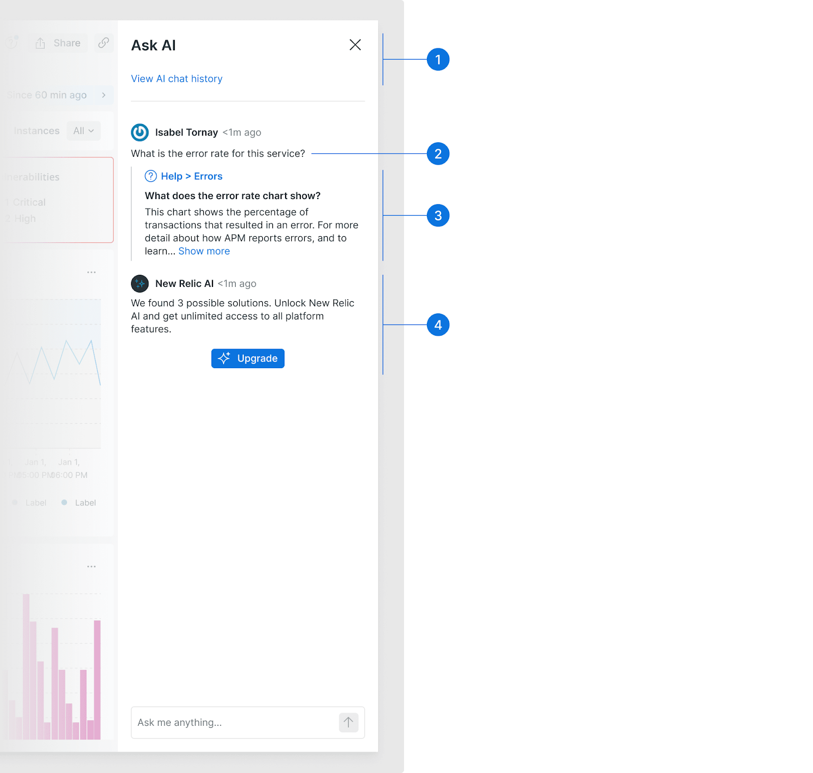 Screenshot New Relic help ask AI