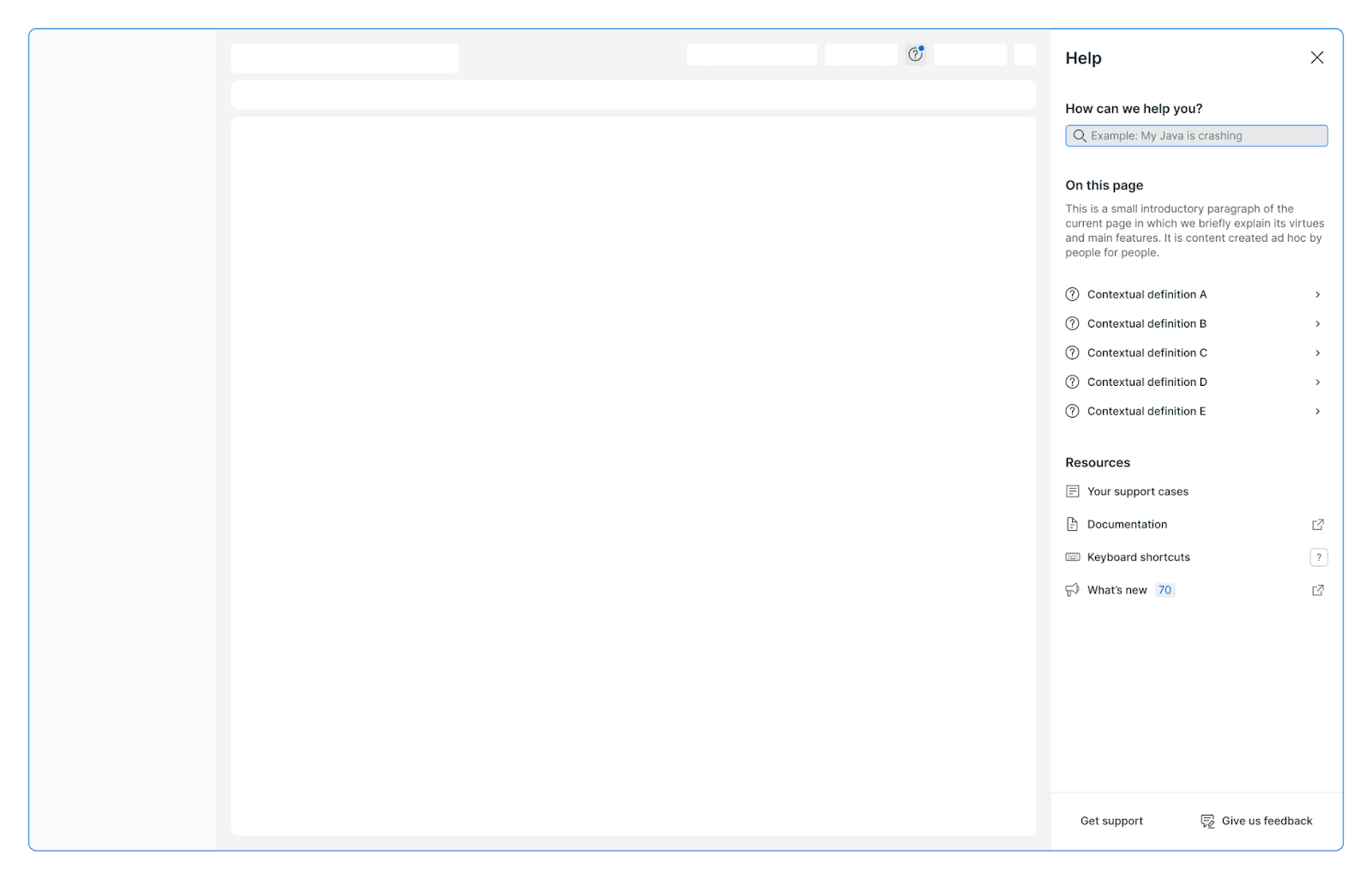 New Relic Help Panel